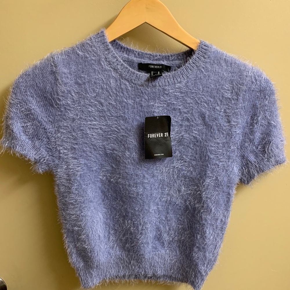 Fuzzy light purple crop top